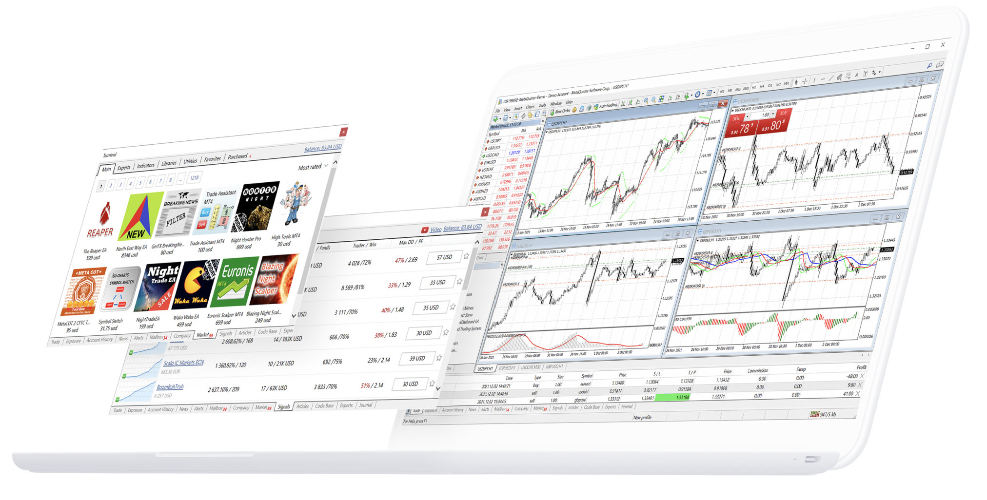 MetaTrader 4 desktop terminal for chart analysis and order management